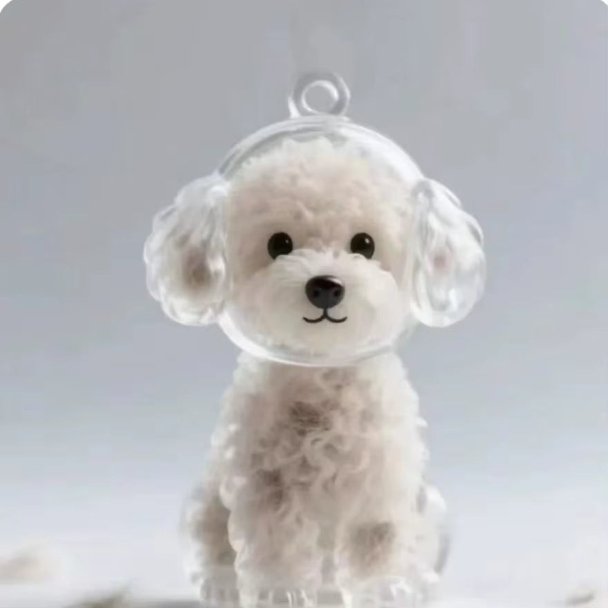 Transparent Dog Hair Storage Container Adorable Pet Keepsake Capsule Pendant with Key Ring for Pet Lovers DIY Memorial Keychain