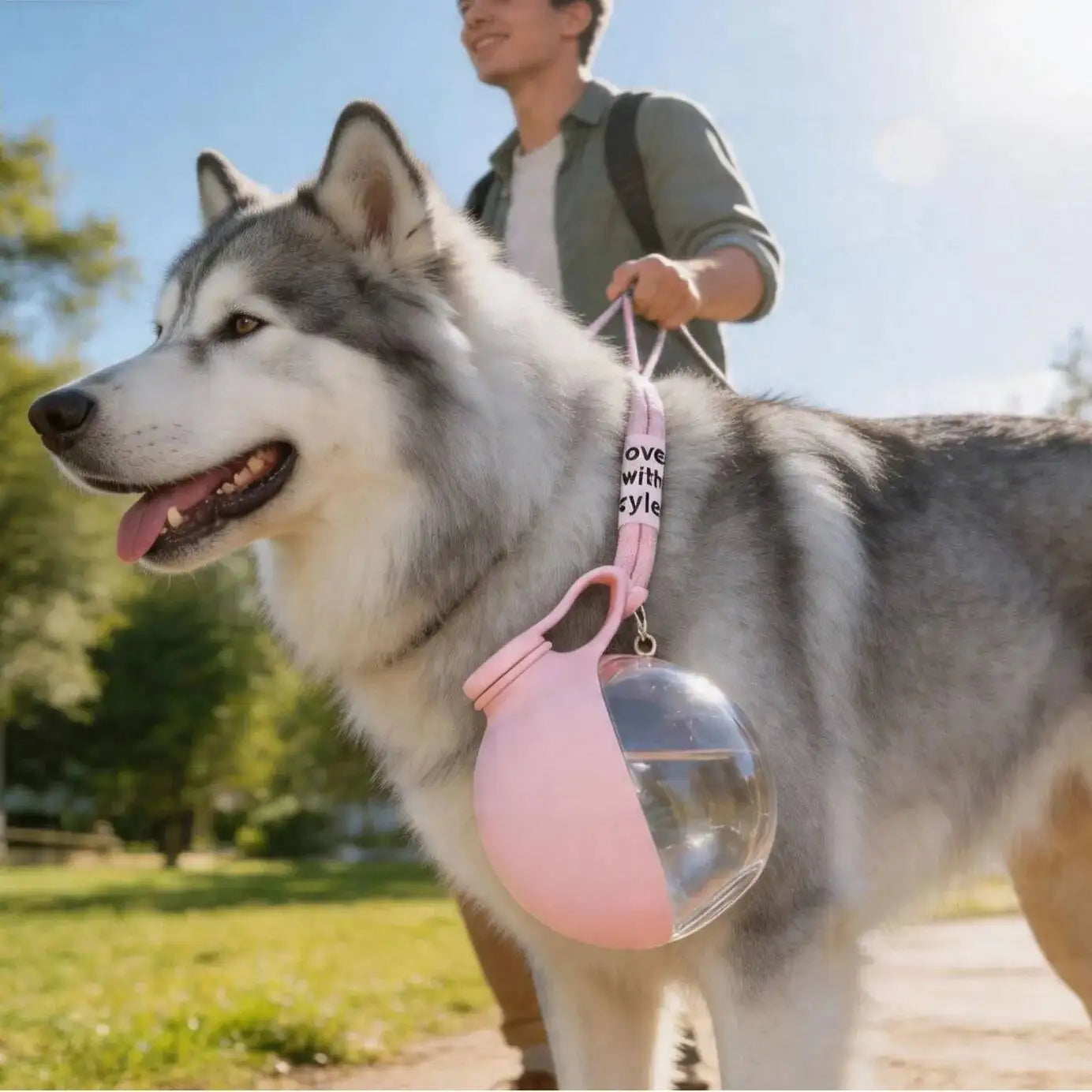 2 in 1 Portable Dog Water Bottle with Foldable Bowl
