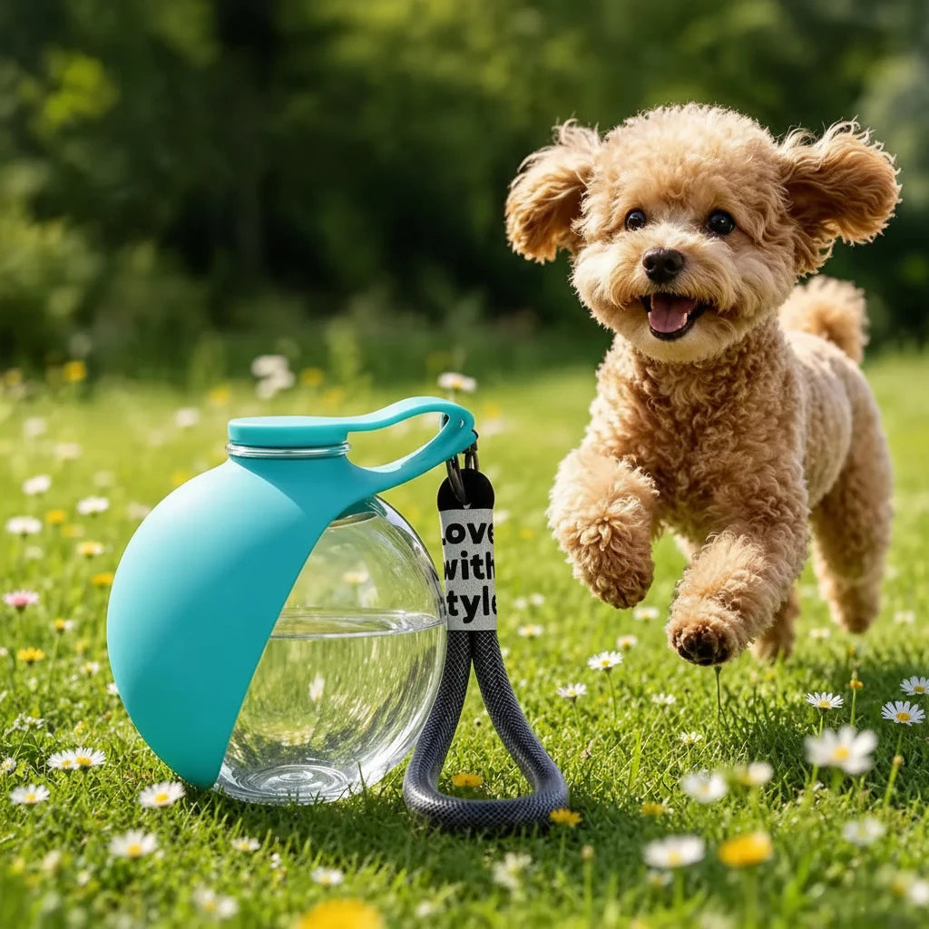 2 in 1 Portable Dog Water Bottle with Foldable Bowl