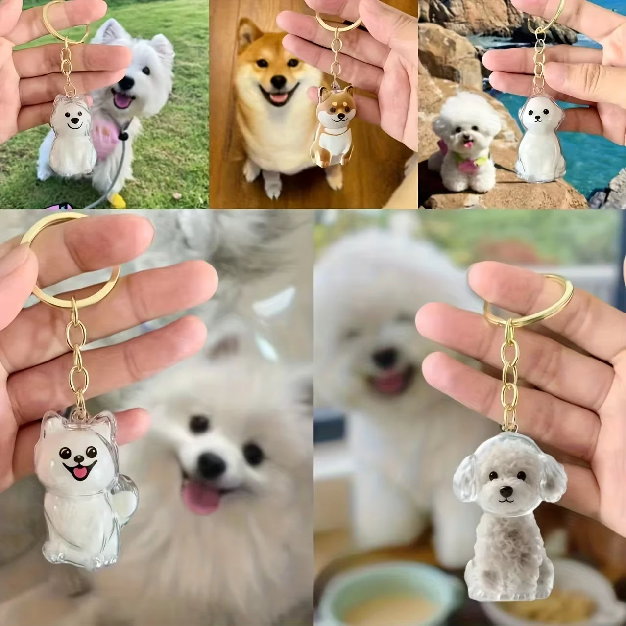 Transparent Dog Hair Storage Container Adorable Pet Keepsake Capsule Pendant with Key Ring for Pet Lovers DIY Memorial Keychain